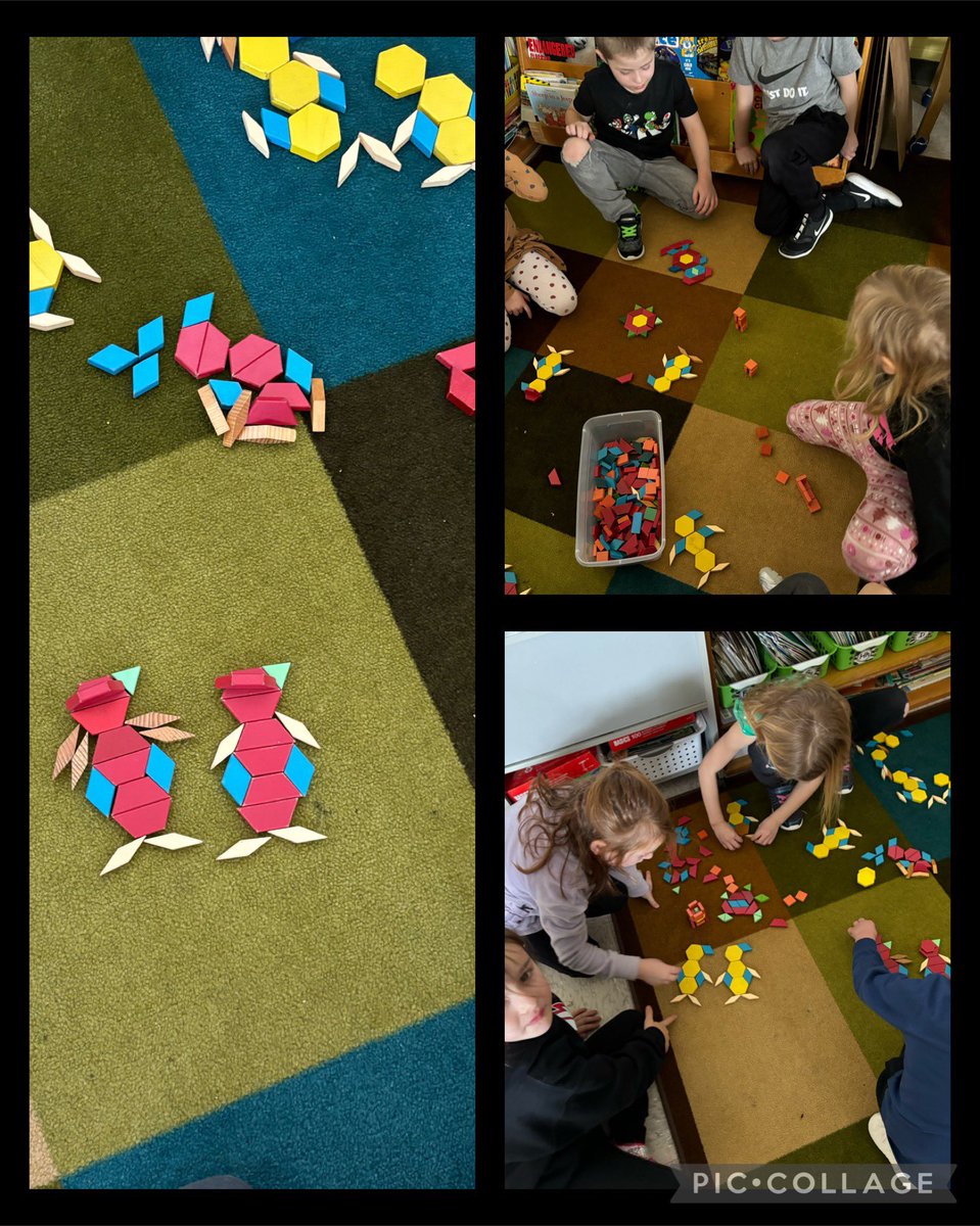 SK1Elma's tweet photo. Pattern block formations-take a close look to see if you can spot the penguins and their habitat. 🐧 You may also spot lots of collaboration and creativity too @SK1Elma. https://t.co/YztN5l5ZX5