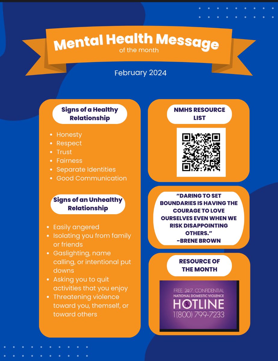 📣 Check out the February Mental Health Message for some great tips! 🧡💙🧡💙