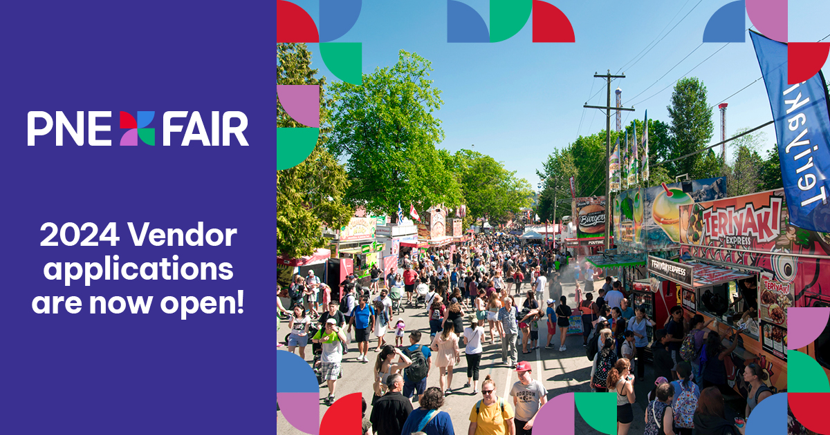 The 2024 PNE Fair Vendor Applications are now open! ⁠ The Fair is the largest ticketed event in BC and you could be part of it! Showcase your products to over 600,000 guests at The Fair. Applications will be closing March 15th, so hurry to apply now! vist.ly/z3bi