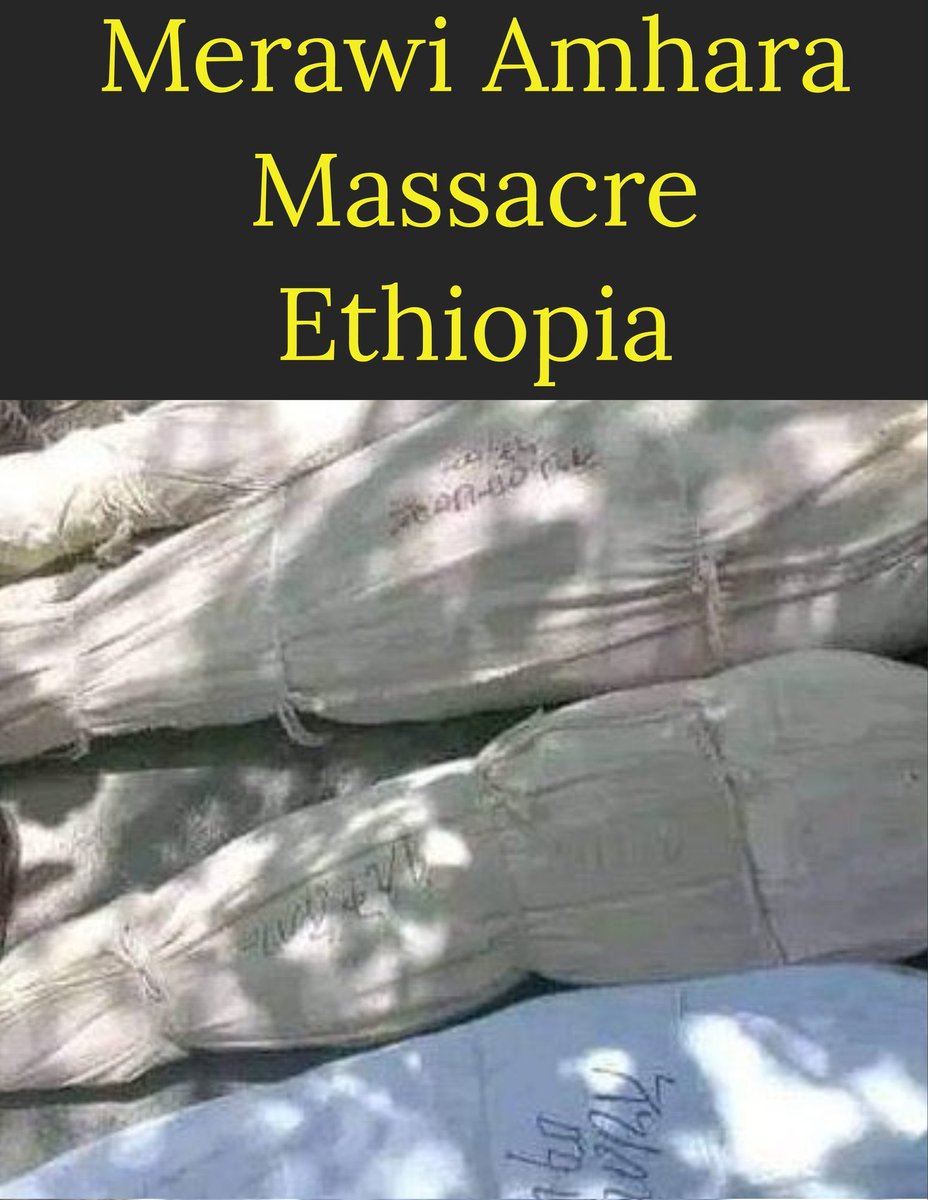 Robel40066069's tweet photo. #MerawiMassacre Over 60 Amhara civilians, primarily young men, were killed by Abiy Ahmed's Oromo forces in Merawi, Gojam,Amhara region. The brutal nature of these murders highlights the dangerous and aggressive tactics employed by @AbiyAhmedAli's government. @hrw #AmharaGenocide https://t.co/LjLCa3aTTL