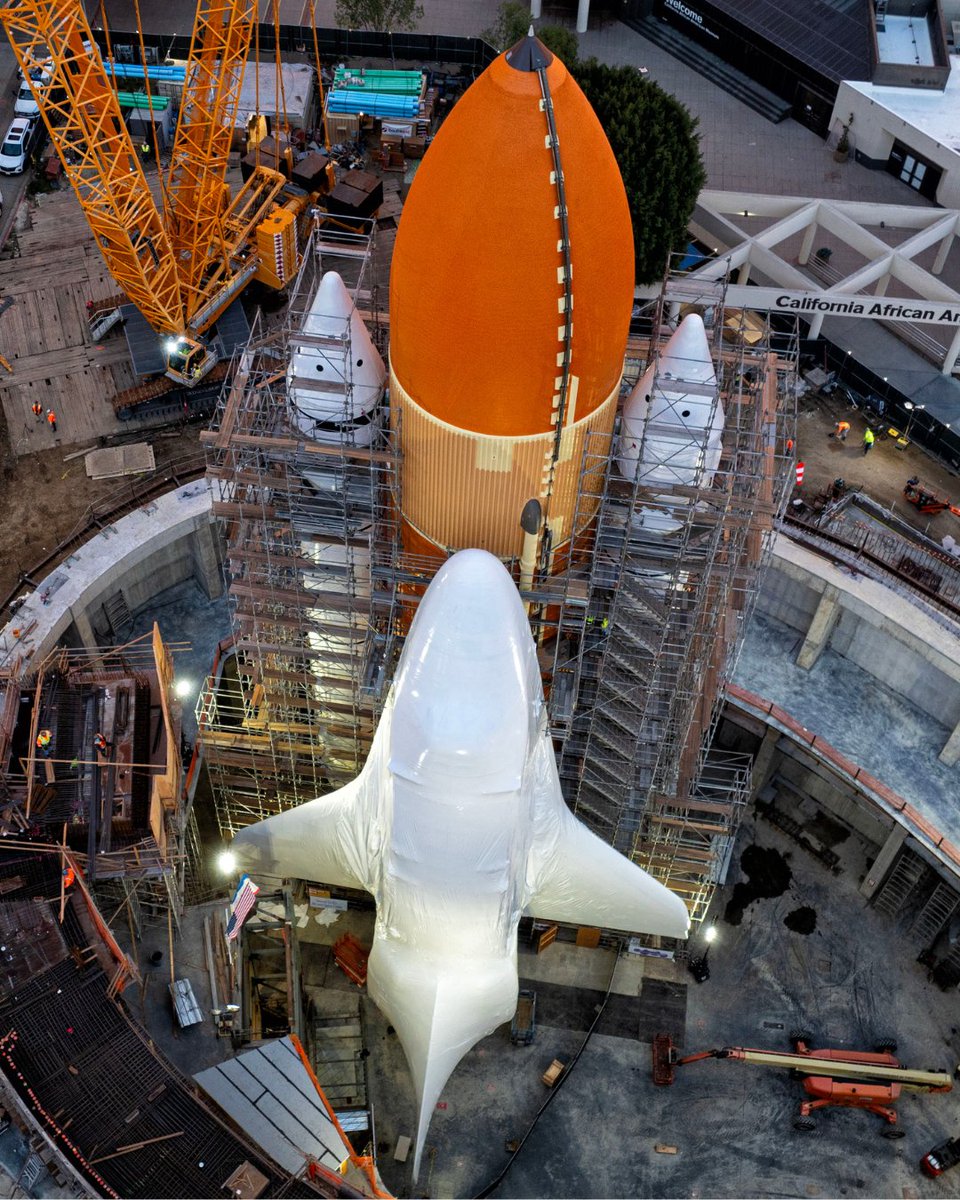 casciencecenter's tweet photo. Endeavour points to stars once more 🚀✨
The Science Center has completed the world’s only authentic, ready-to-launch space shuttle system display. Endeavour's installation in the Samuel Oschin Air and Space Center is the grand finale of the unprecedented Go for Stack process. https://t.co/8sRFVHro9J