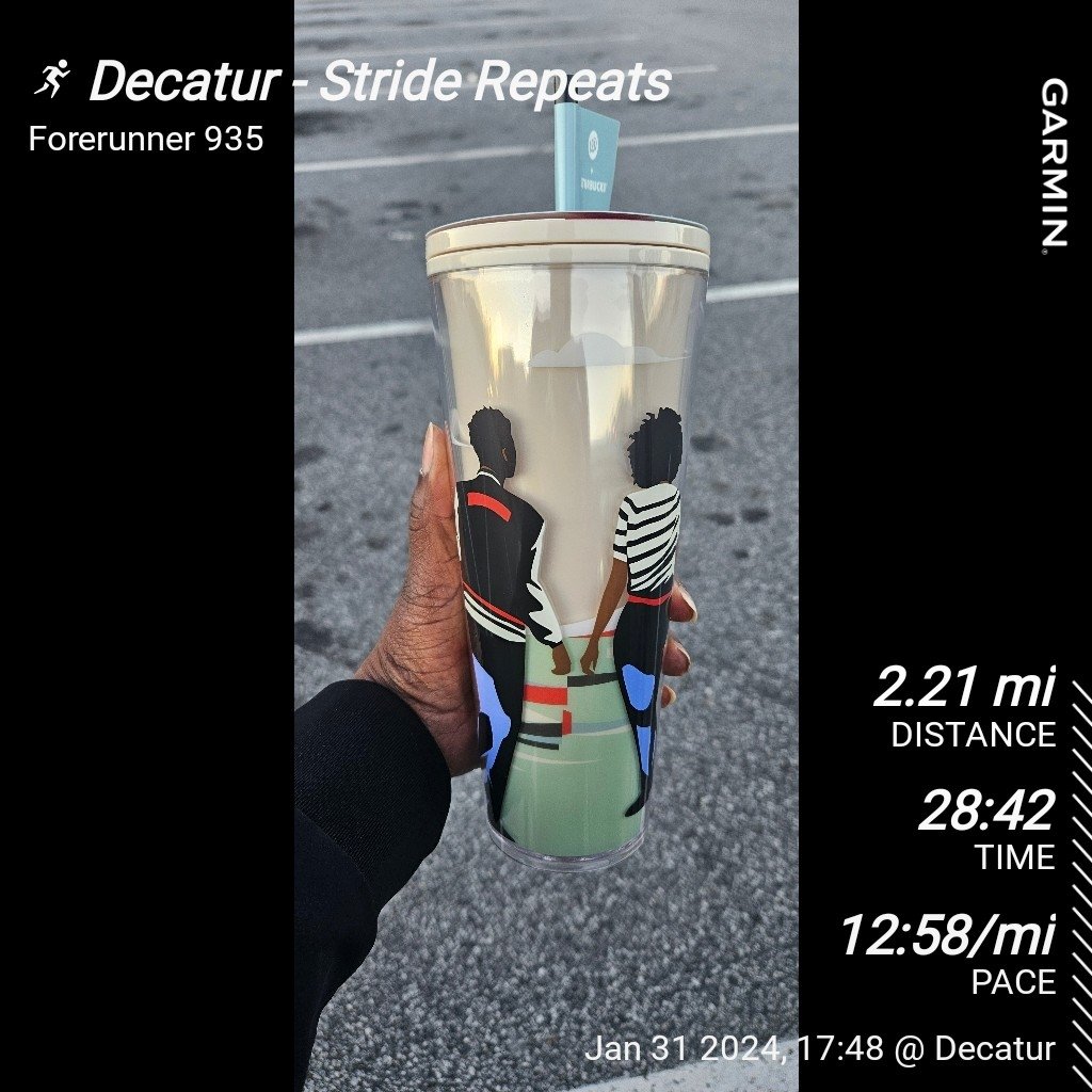 nacole99's tweet photo. Goodbye January! Strides and @starbucks to end this month of @SavannahSports #savwomenshalf training. π₯€ Registration for the #savwomenshalf is open, use code BibRave10 to save 10%. Race day is 4/6/24 #bibchat #runchat #SavWomensHalfBR #leagueofgarmin #runsav https://t.co/or0AkdNqiQ