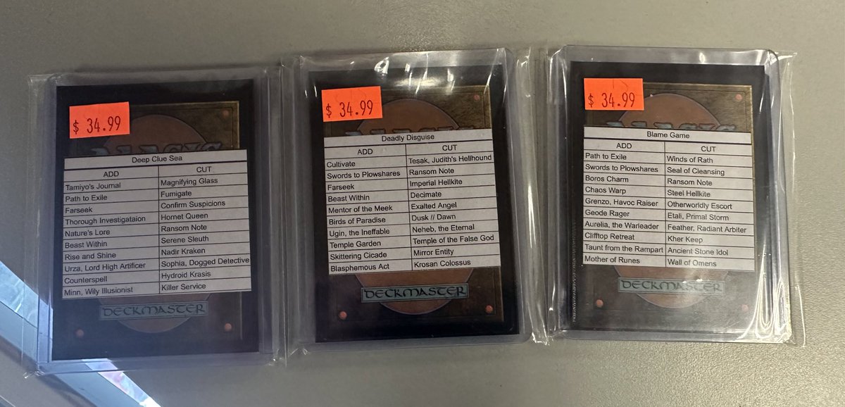 RyanFreeburger's tweet image. Neat little idea from my LGS, @levelupgamesmd. They’re upgrade packs for this set’s EDH deck, curated by the store’s resident EDH expert. Good price too.