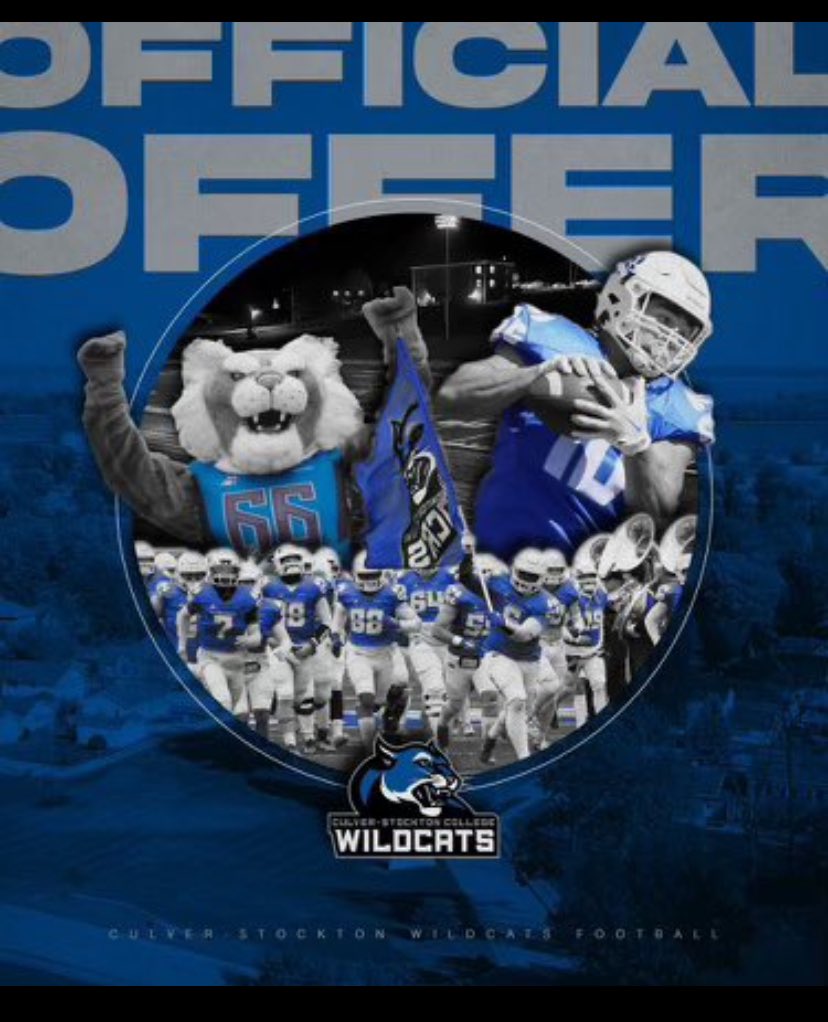 Blessed to have received a full scholarship offer to Culver-Stockton. Thank you <a href="/PatrickSharpeFB/">Patrick Sharpe</a>!