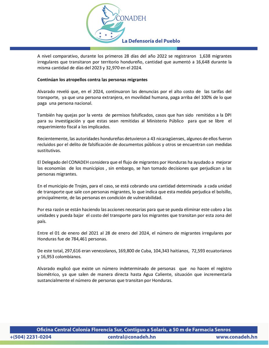 Abriendo_Brecha's tweet image. #Nacionales 
Incremento del flujo de migrantes podría colapsar la institucionalidad del país, advierte #CONADEH