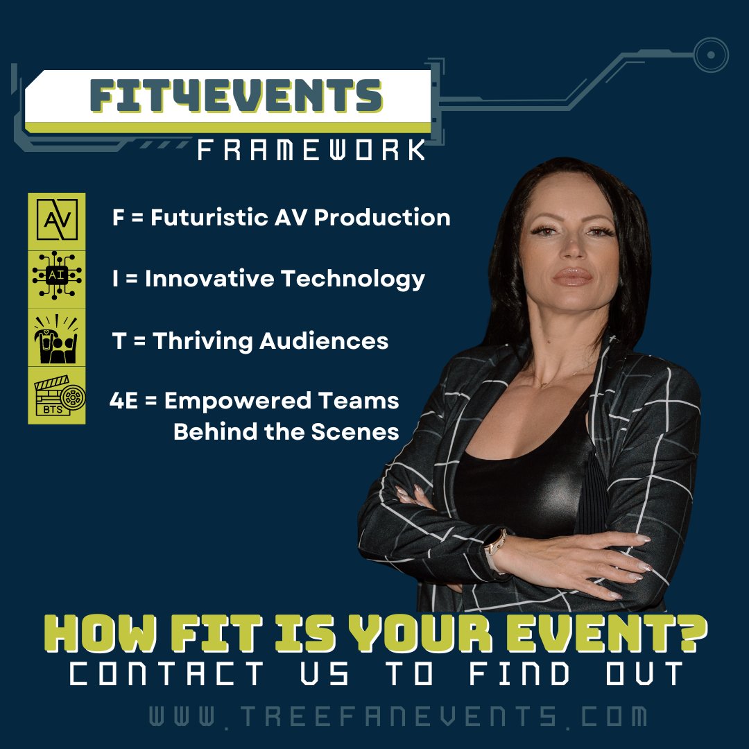 TreeFan_Events's tweet image. NewsThreads  This year, our goal is on redefining the event experience, focusing on the following four #FIT4E pillars:
- F = Futuristic #AVProduction
- I = Innovative #AITechnology
- T = Thriving #Audiences, and 
- E = Empowered #Teams Behind the Scenes. #FIT4Events