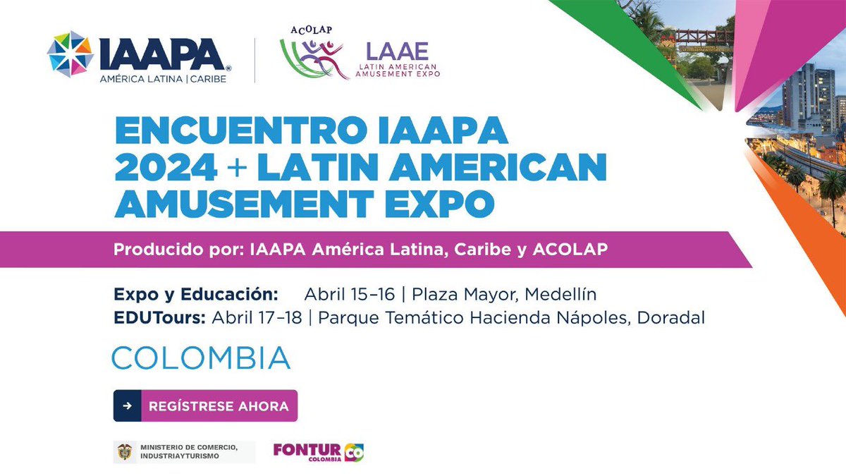 Si aún no se han inscrito a nuestro Encuentro IAAPA 2024 y Latin American Amusement Expo, éste es el momento perfecto para hacerlo ya que encontrarán las mejores tarifas de vuelos. Dudas: favor de ingresar a esta liga bit.ly/47TI7sA o