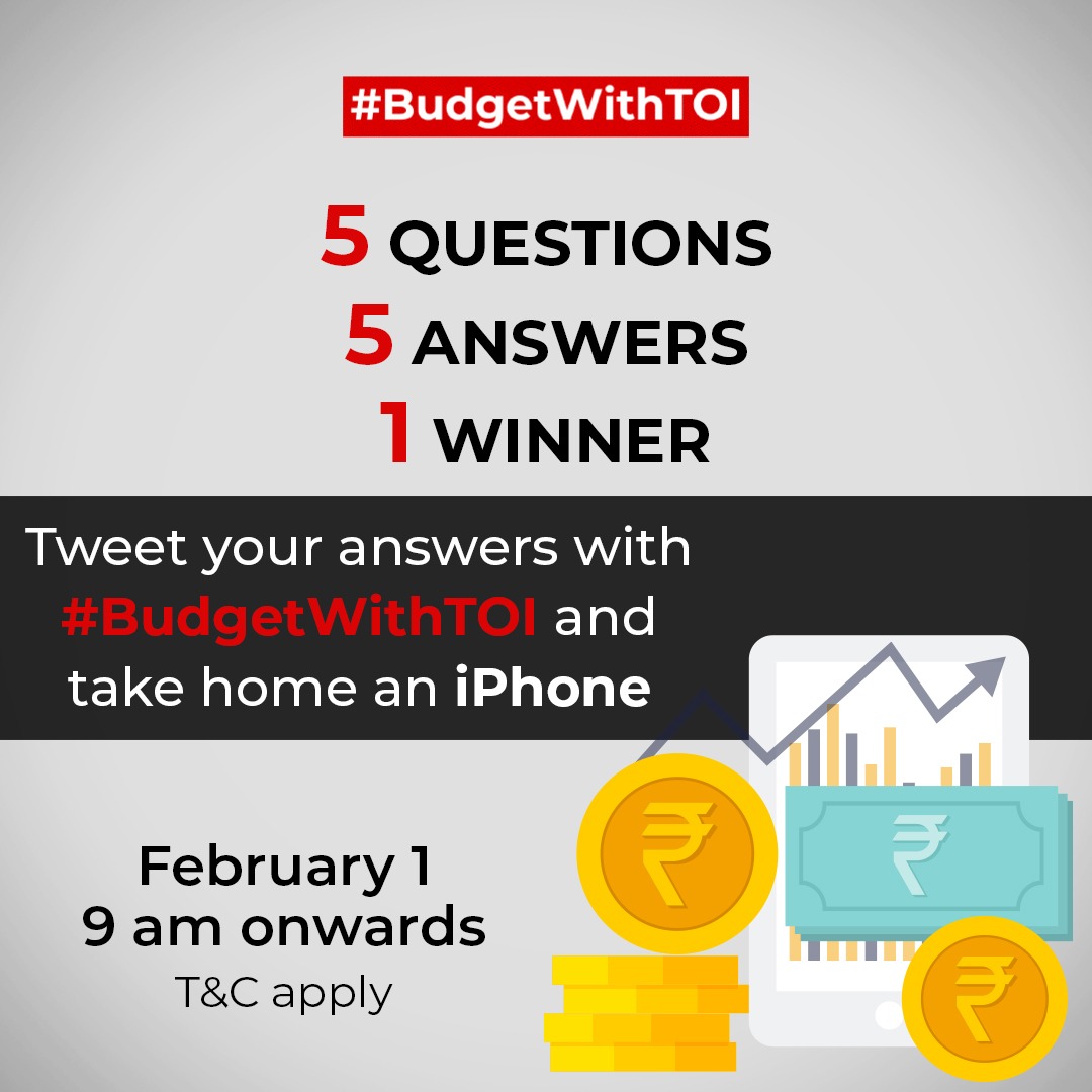 #BudgetWithTOI contest | 2 hours to go! Think you can win that #iPhone? 📱 Stay tuned as we bring you the first question shortly! ⌛️ #TOIQuiz #ContestAlert #Budget2024 #BudgetSession