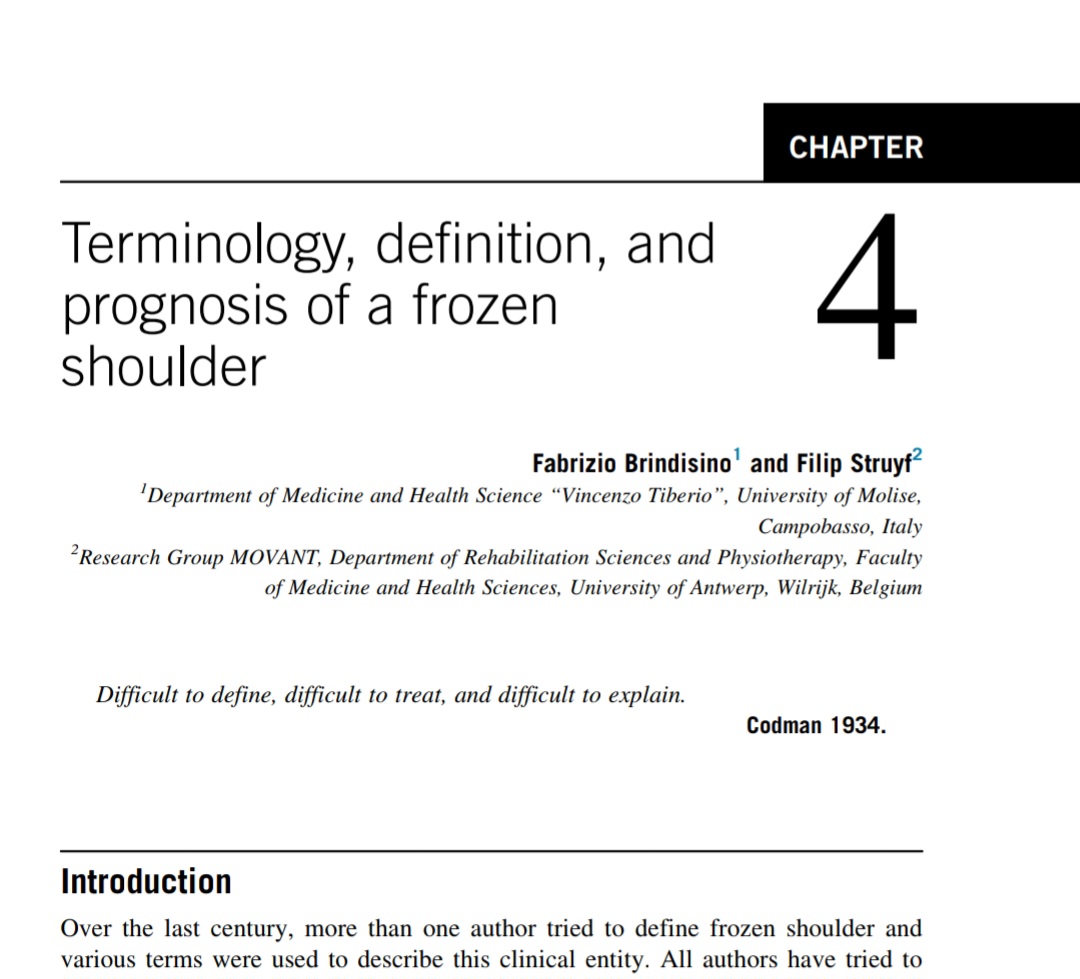 Fabrizio Brindisino (@fabrindi) on Twitter photo For a few days now "FROZEN SHOULDER. Present and future" has been available.  The new book edited by @FilipStruyf  for Elsevier is a monumental work... happy reading! For a few days now "FROZEN SHOULDER. Present and future" has been available.  The new book edited by @FilipStruyf  for Elsevier is a monumental work... happy reading!