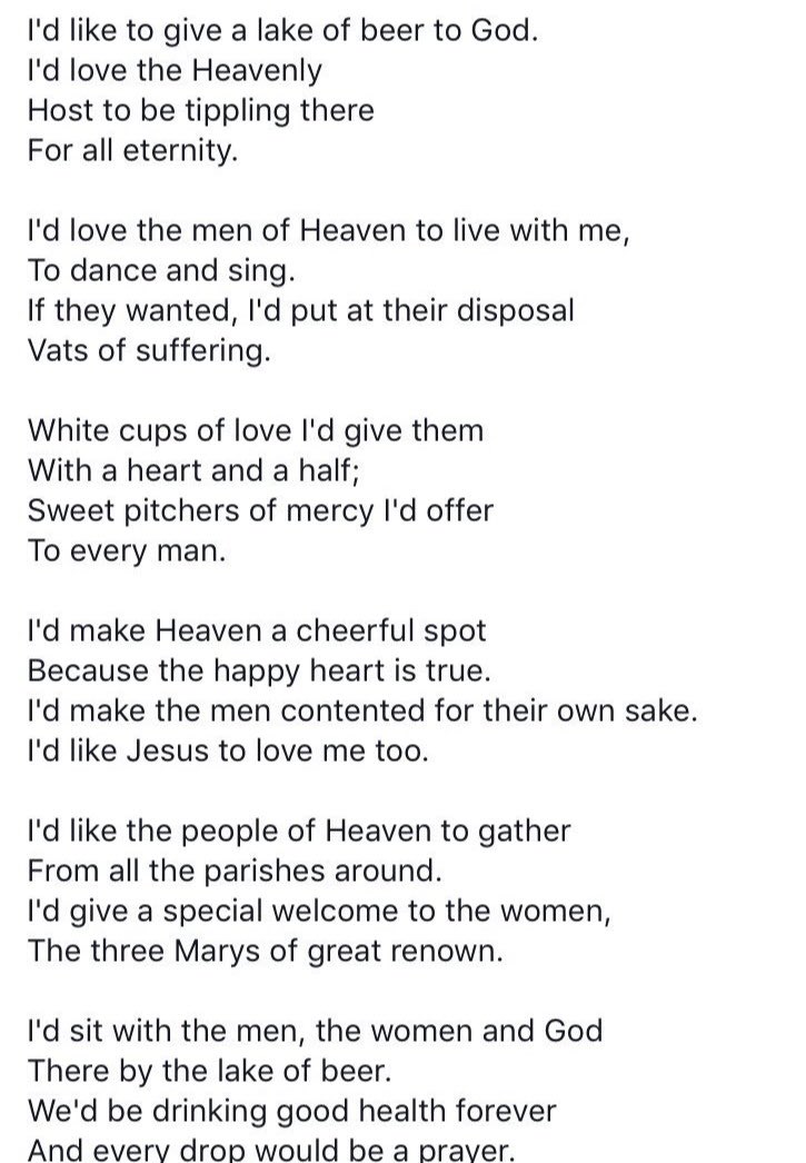 In honour of Brigid’s Day 2024 - from his 1989 collection ‘Love of Ireland - Poems from the Irish’,  Brendan Kennelly, his translation of ‘Saint Brigid’s Prayer’. #BrigidsDay #StBrigidsDay #Brigid1500