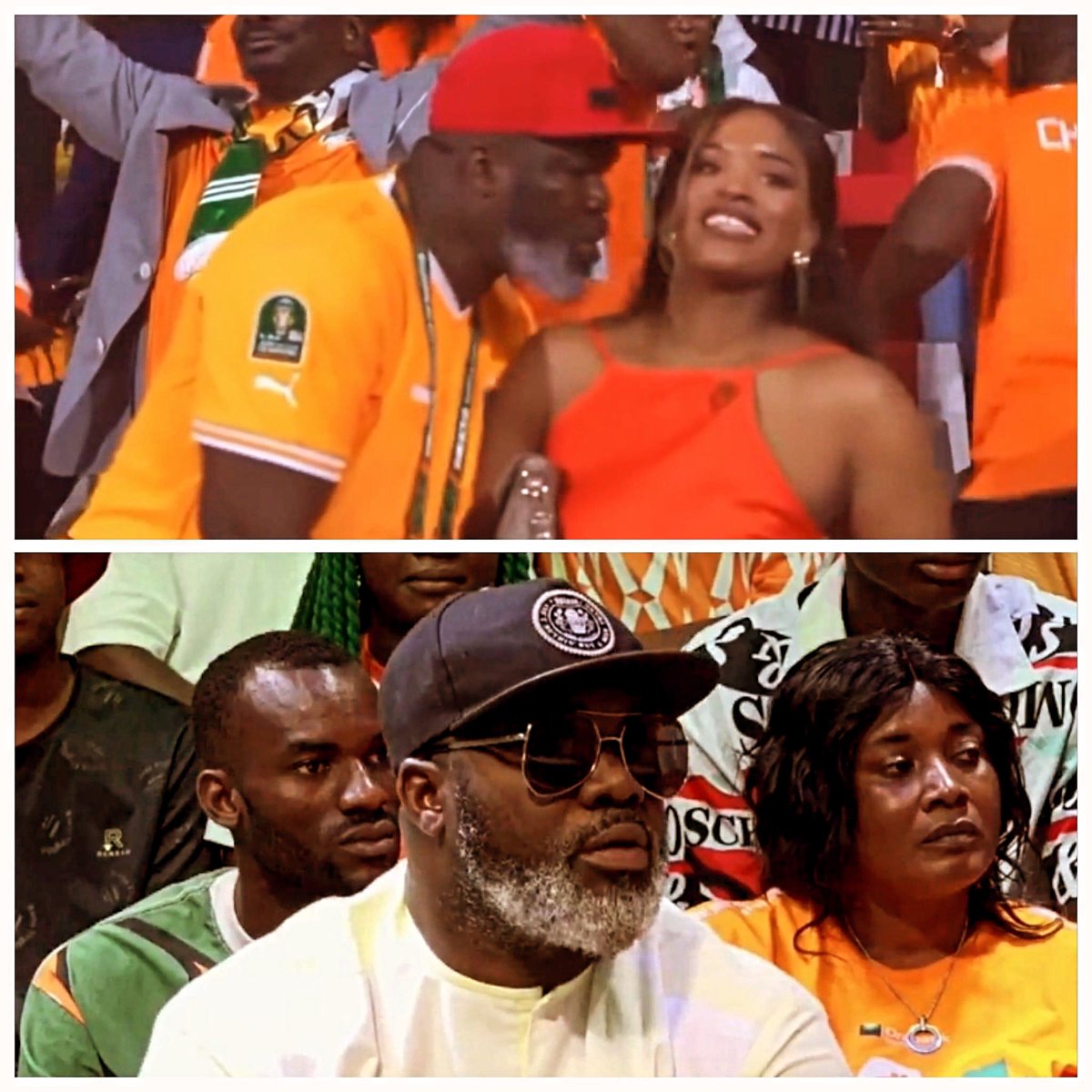 AfricaFactsZone's tweet image. Ivorian man, Anselme Santos apologises to his wife and kids, after going viral for asking a Senegalese lady for number during an AFCON game.