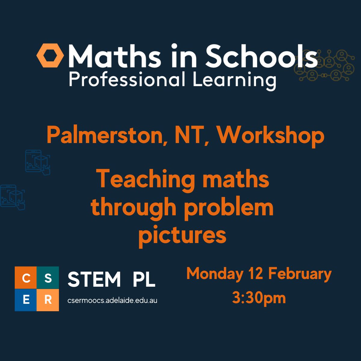 A shoutout to our #maths & #outoffield teacher friends in #Darwin, #Palmerston and surrounds. Join us for a series of face to face Maths in Schools Professional Learning workshops each Monday in February. Register free via: bit.ly/Maths_Events_NT #preserviceteachers #csermoocs