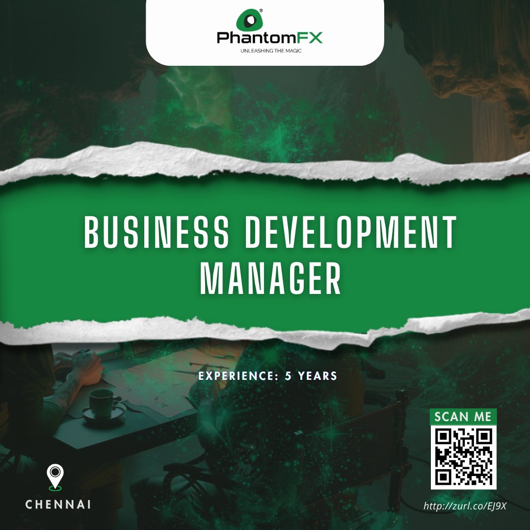 Are you a strategic thinker with a flair for the artistic brilliance?✨

Calling all business development wizards with a passion for #VFX and film to be part of #PhantomFX innovative future🎥

Apply now: zurl.co/EJ9X

 #VFXjobs #Businessdevelopmentmanager #Chennai