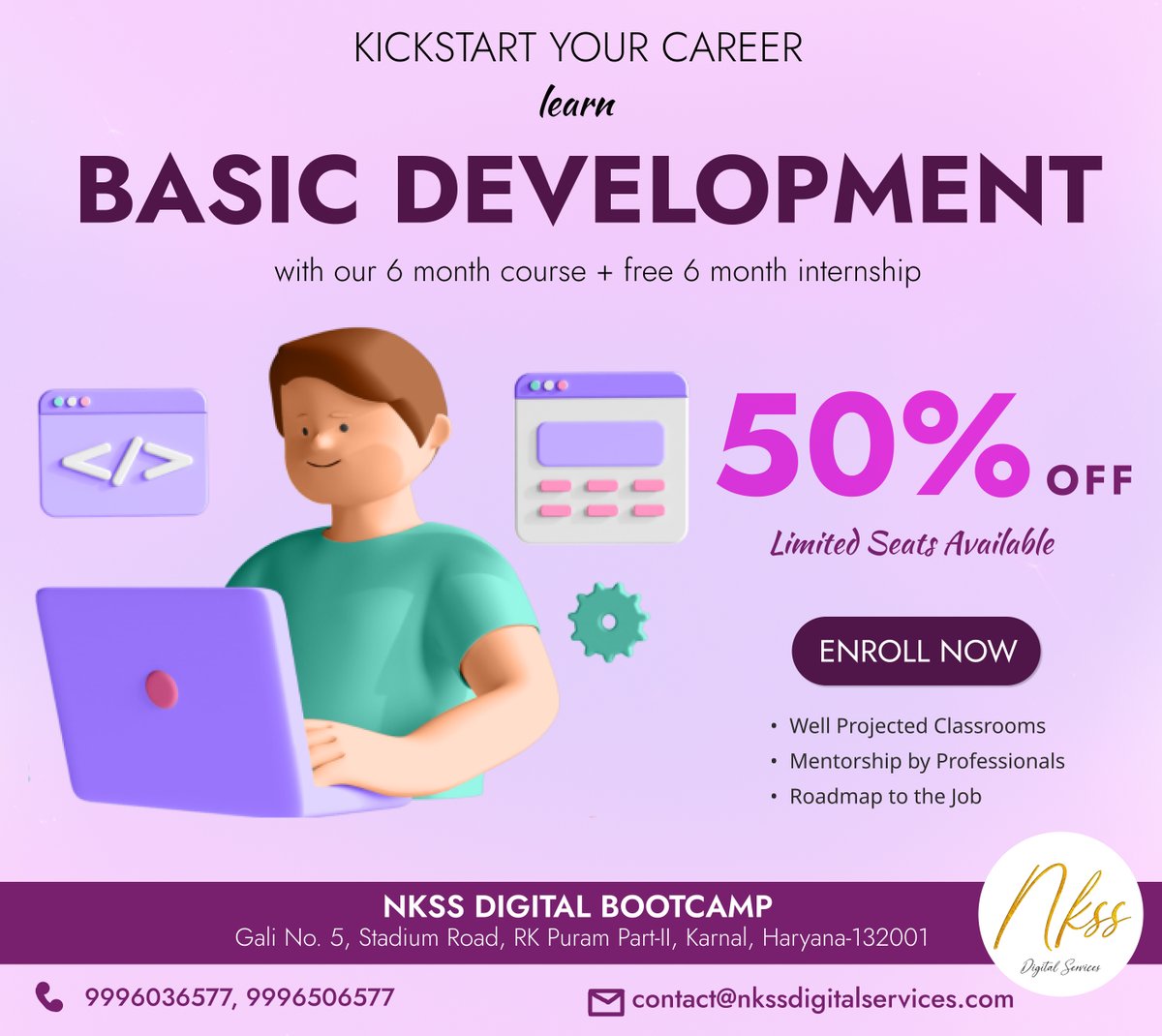 nkss_digital's tweet photo. Level up your digital skills without breaking the bank! 50% off all NKSS courses for a limited time only! Don't miss out!
📞 9996036577
📞 9996506577 #growtogether
.
.
.
#karnal #kuk #delhi #basic #development #success #money #bootcamp #nkssdigitalservices #growthmindset https://t.co/TWUYhmsucL
