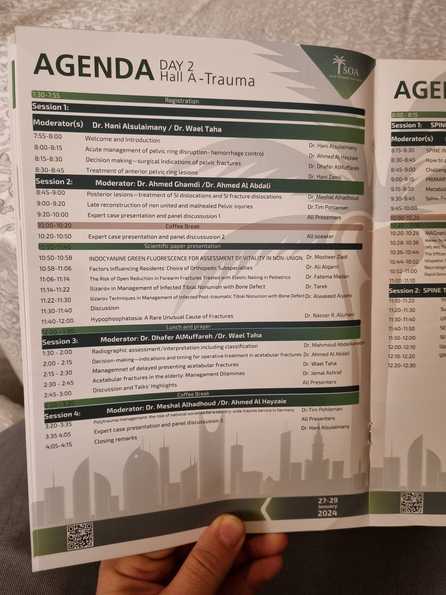 تشرفت بوجودي متحدثاً في مؤتمر الجمعية السعودية لجراحة العظام #soa2024
حيث قمت بالقاء ورقة علمية في تخصص الكسور وتشوهات العظام..نشكر اللجنة المنظمة على حسن التنظيم وحفاوة الاستقبال