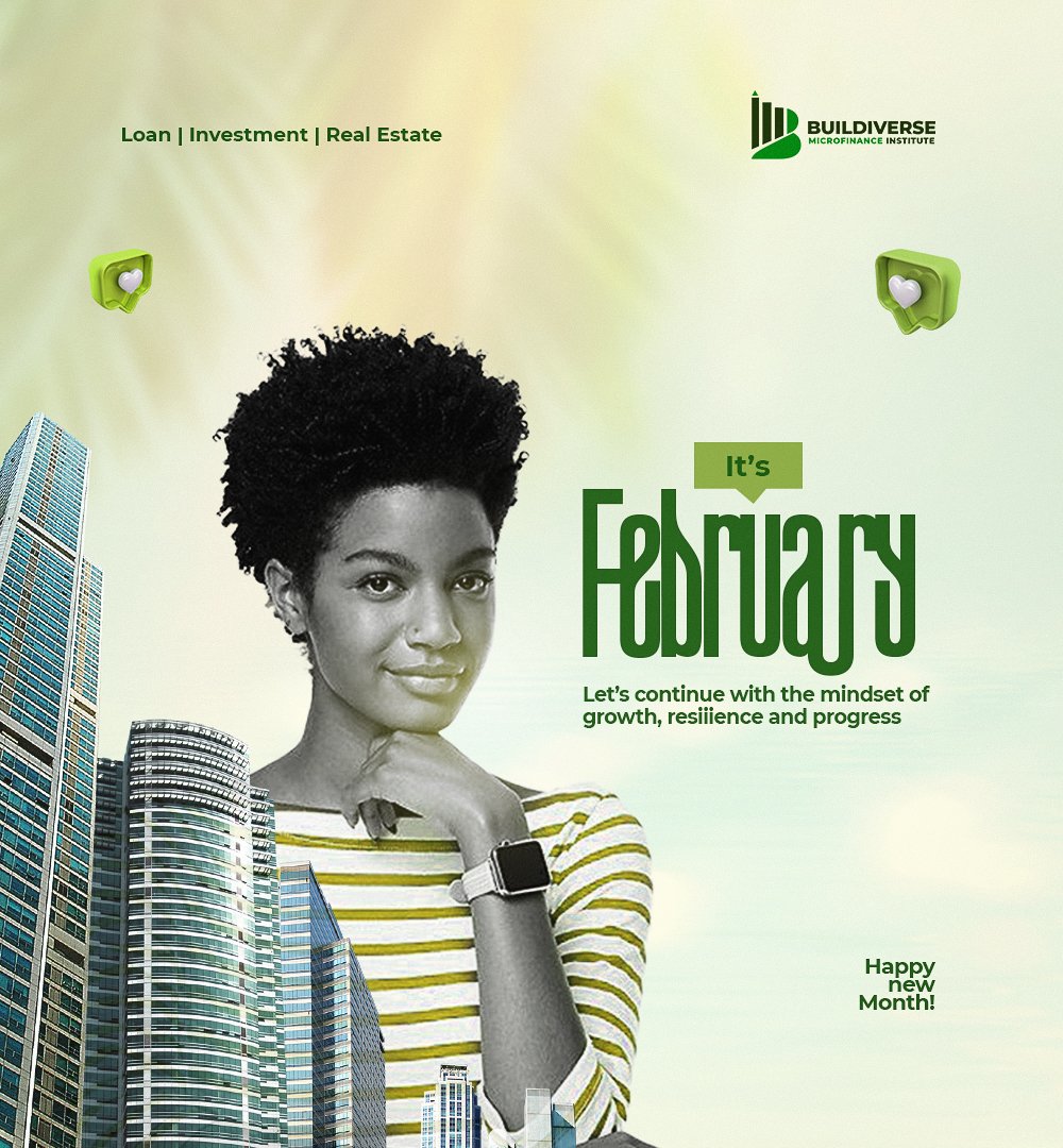 BuildiverseMFI's tweet photo. In this beautiful month called February. Let keep winning, enjoy growth and better profit.
Team Buildiverse 🙏🏽✌🏼❤️🥰

#HappyNewMonth #February #wishes #celebration #business #profit #Joy #peace #abuja #financing #cooperative https://t.co/DH9gJhAHcw