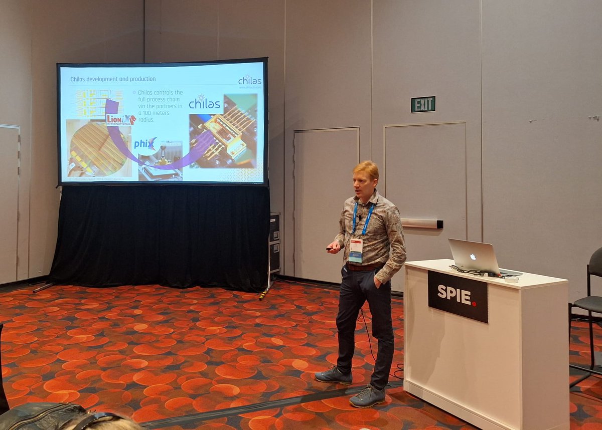 Chilas B.V. CTO Dimitri Geskus presented a paper on the topic: "High-power 150mW external cavity Si3N4 tunable narrow-linewidth laser" at the SPIE #PhotonicsWest.

Find out more about our lasers at: chilasbv.com

#SPIE #PhotonicsWest2024 #PhotonicsWest24 #Photonics