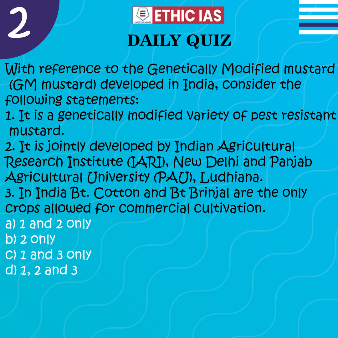 Ethic_IAS's tweet photo. Daily Quiz  2
#oas #ocs #OPSC #ias #IAS2023 #upsc #upsc2023 #CivilServicesExam #currentaffairs2023 #dailynews https://t.co/2IBr9i7ut1