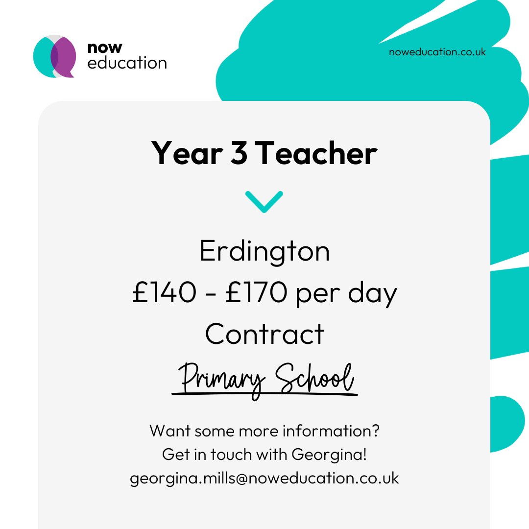 Now Education are delighted to be working alongside a lovely 2 form school located in Erdington who are looking to recruit a Year 3 Teacher to join their passionate team of staff. noweducation.co.uk/jobs/year-3-te…