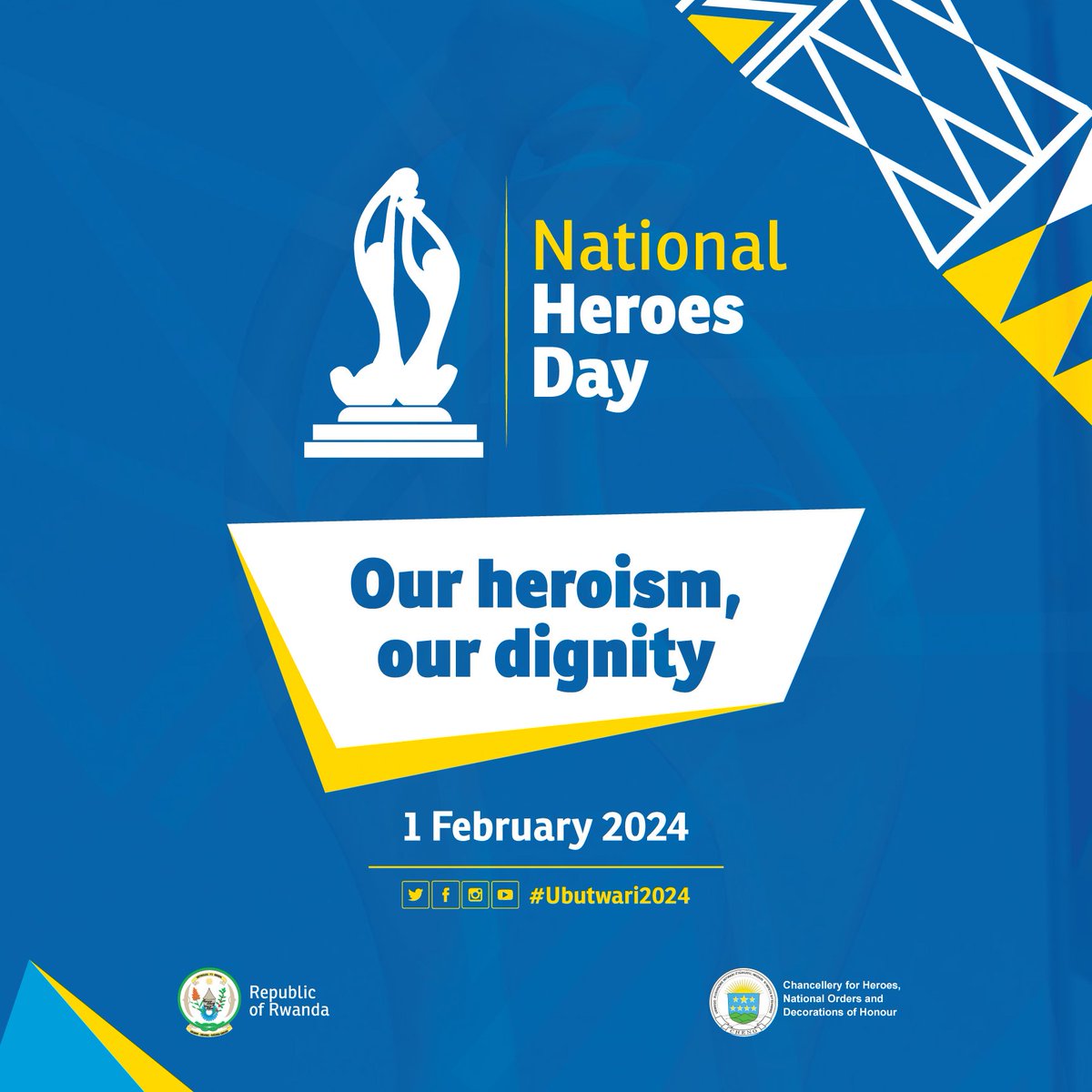The Management and Staff of Higher Education Council would like to wish all Rwandans a Happy National Heroes Day! 'Our Heroism, Our Dignity' #Ubutwari2024