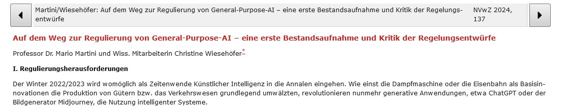 Heute in der #NVwZ“ erschienen: die Kurzfassung unseres Debattenbeitrags zur Frage: Wie sollte die #EU auf General-Purpose-AI #GPAI reagieren? Die Langfassung wird zeitnah #openaccess abrufbar sein unter rsw.beck.de/zeitschriften/…. #KI-VO (#AIAct)