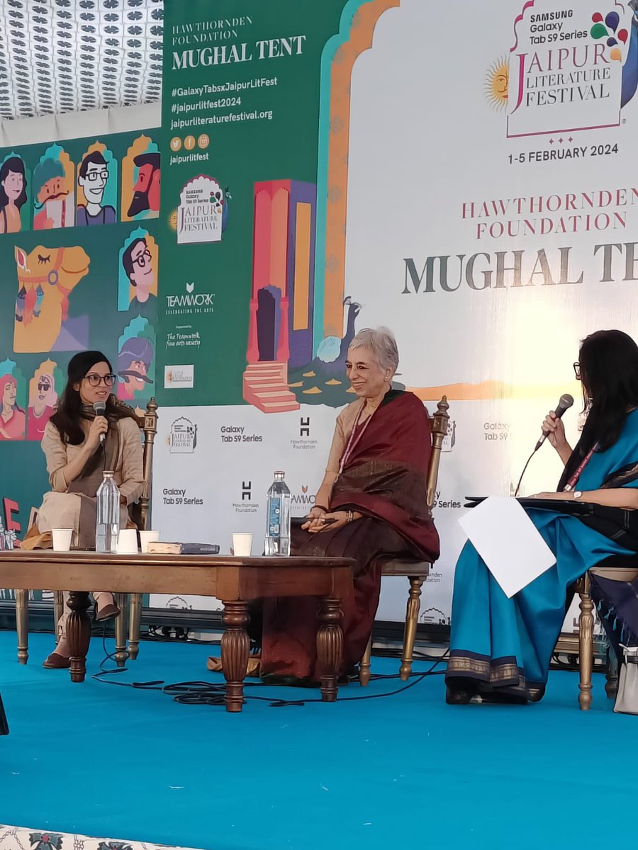 HarperCollinsIN's tweet photo. Two brilliant women novelists, author and professor of literature #ManjuKapur and #DevikaRege speak of their recent fiction. Rege's debut novel #Quarterlife has won critical acclaim. 

@JaipurLitFest #JaipurLiteratureFestival #jaipurliteraturefestival2024 #jaipurlitfest #HarperCollinsAtJLF