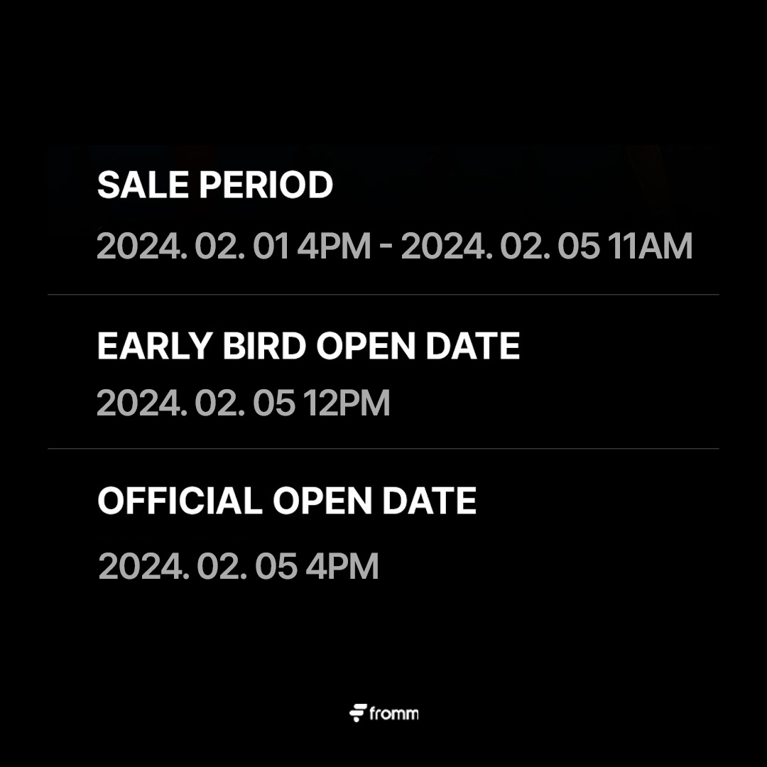 [💌] 
𝐟𝐫𝐨𝐦𝐦 𝐱 𝐁𝐓𝐎𝐁 𝐄𝐀𝐑𝐋𝐘 𝐁𝐈𝐑𝐃 𝐎𝐏𝐄𝐍 𝐄𝐕𝐄𝐍𝐓
얼리버드를 구매하면 가장 먼저 아티와 만날 수 있습니다💗

🔗 bitly.ws/3byyN
* 해당 링크에서만 이벤트 혜택이 제공됩니다.

✔️ 얼리버드 구매자 한정 프롬 채팅방 선오픈 예정
✔️ 이벤트 기간내 전멤버 or