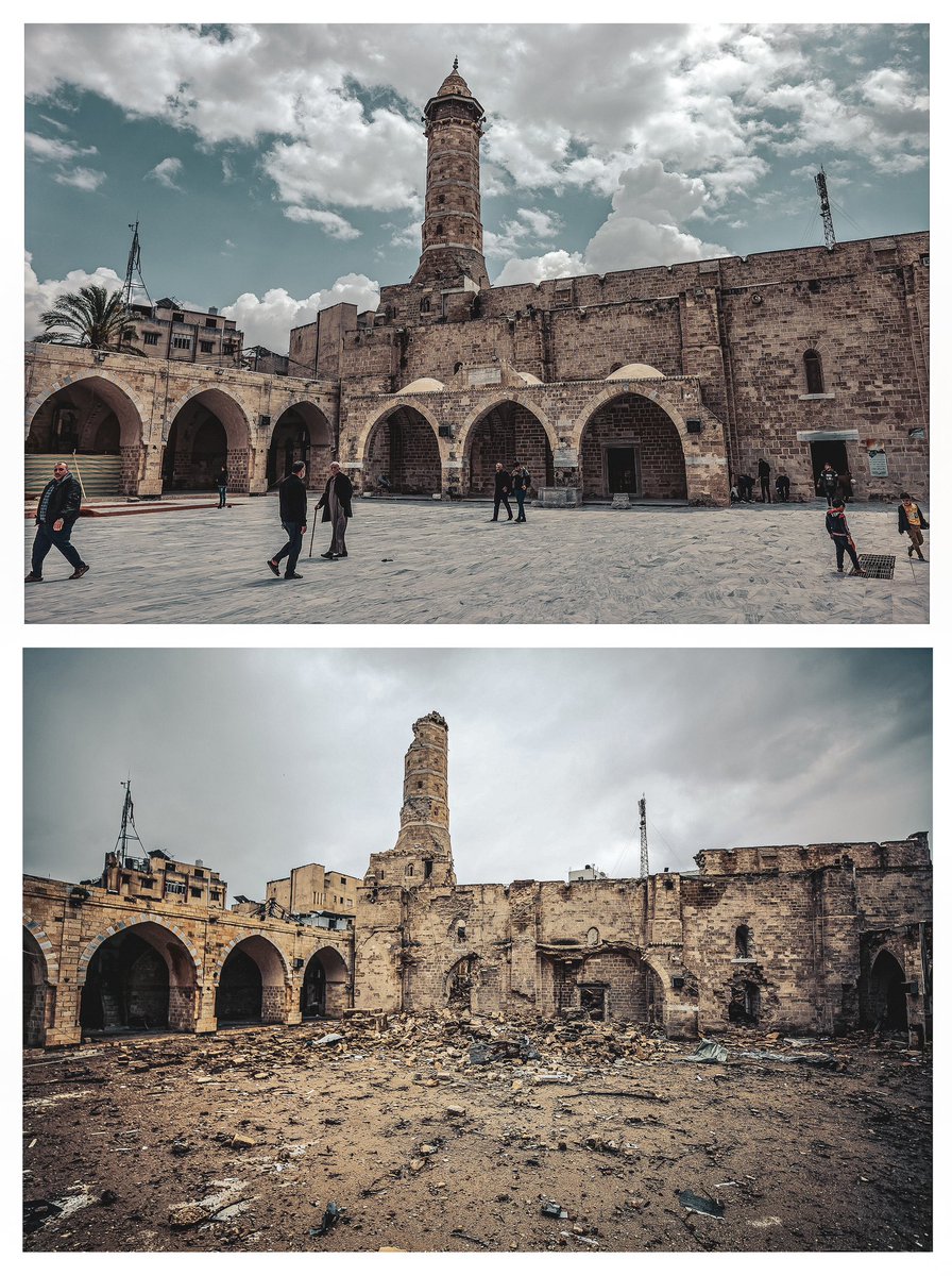 A photo sequence reveals the aftermath of Israeli attacks on Gaza’s Al Omari Mosque on January 30, 2024. (Anadolu Ajansı - 📷Ali Jadallah)