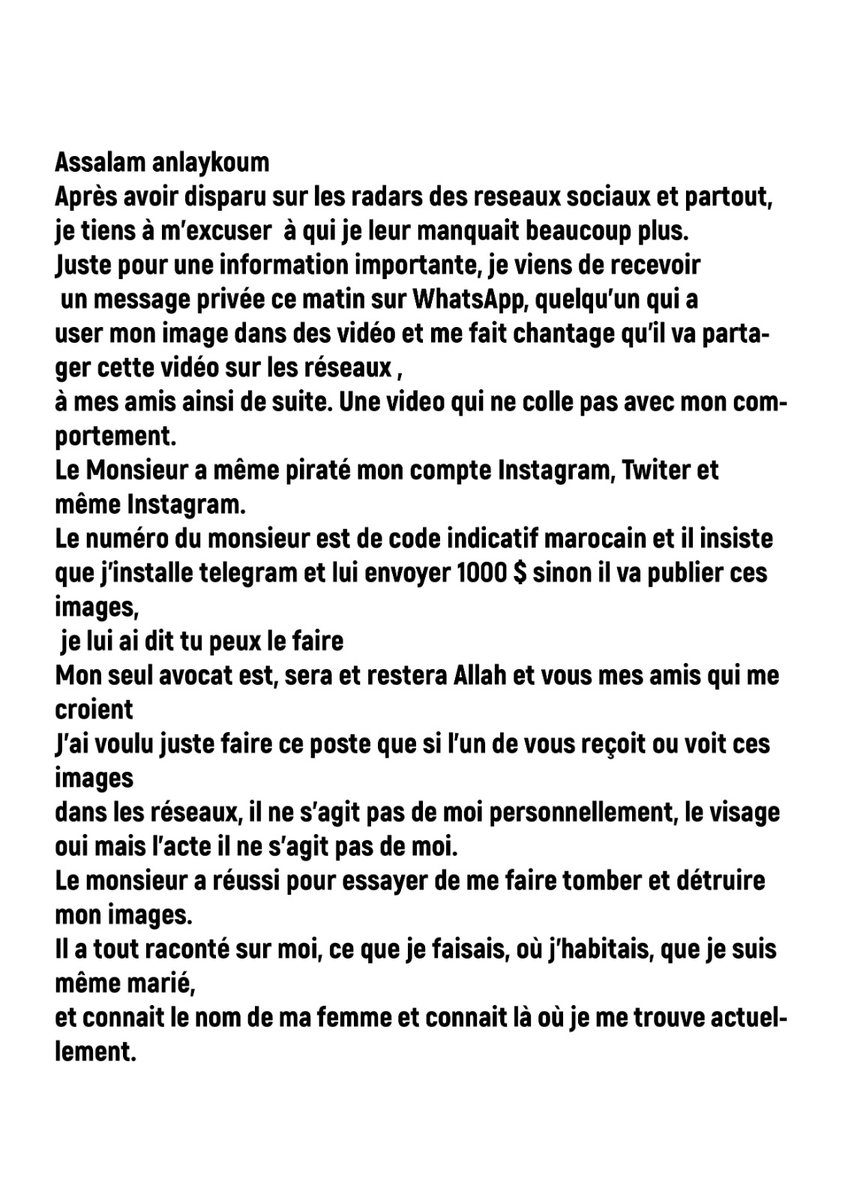 SoefAli's tweet photo. 🆘️ et des échanges aussi à mon nom avec des images sur WhatsApp et telegram, moi qui n'a jamais eu un compte telegram

#piratage
#harcelmentinternet
#chantage https://t.co/TCwSW8UZZg