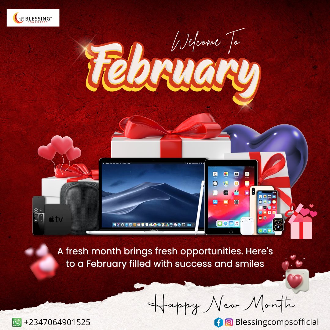 BlessingComput1's tweet image. February, a chapter of renewal and fresh beginnings. May you find the courage to chase your goals and the strength to overcome any hurdles. 

Wishing you a month of triumphs and smiles. Happy New Month! 😊🌸

#blessingcomputers #HelloFebruary #NewMonthVibes #FebruaryGoals