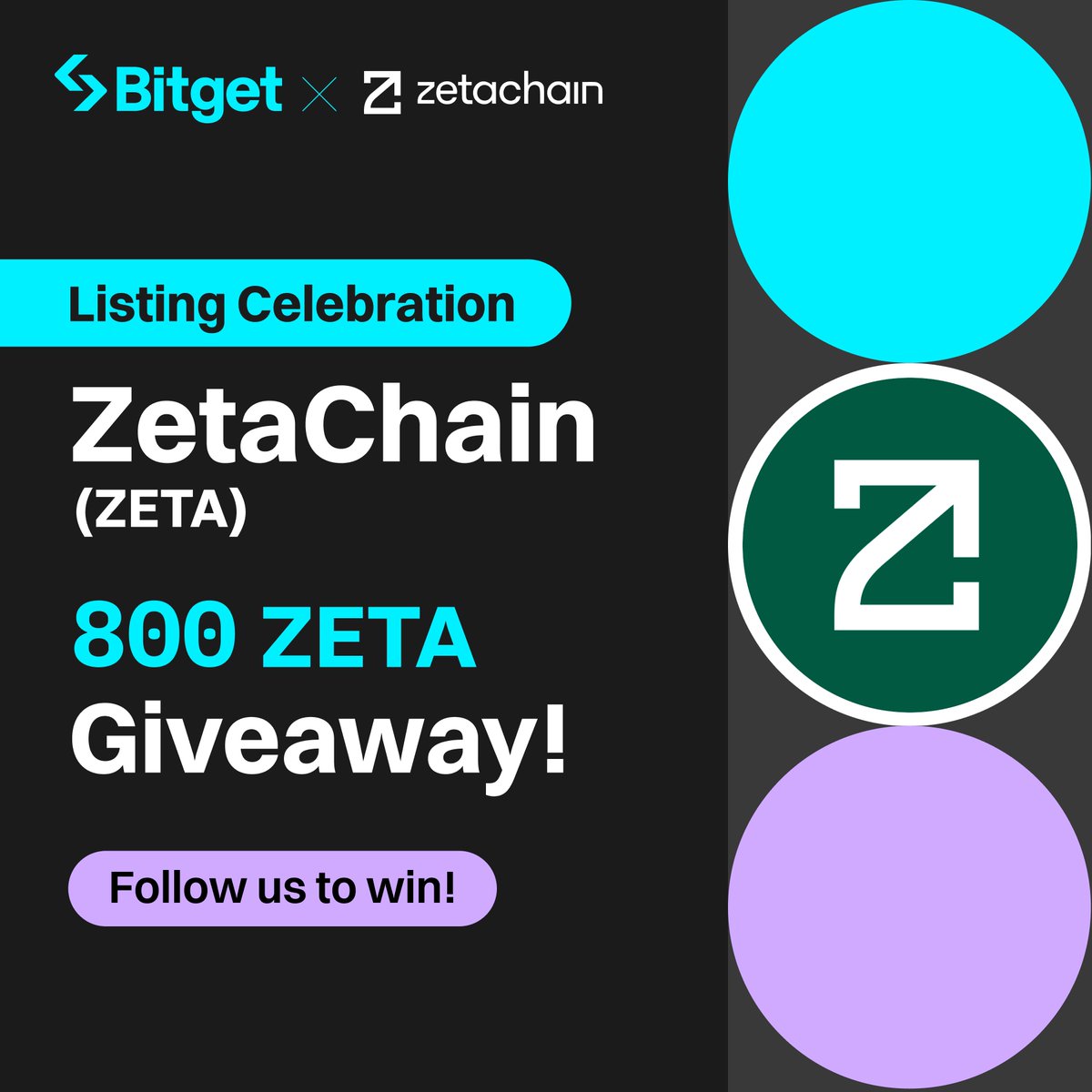 Join the #Bitget x ZetaChain Giveaway! 

💰 800 $ZETA (10 winners) 

🔹Follow @bitgetglobal &amp; <a href="/zetachain/"></a> 
🔹Repost with #ZETAxBitget &amp; tag your friends 
🔹Fill out the form: forms.gle/WYZCfev3aEUUDJ…