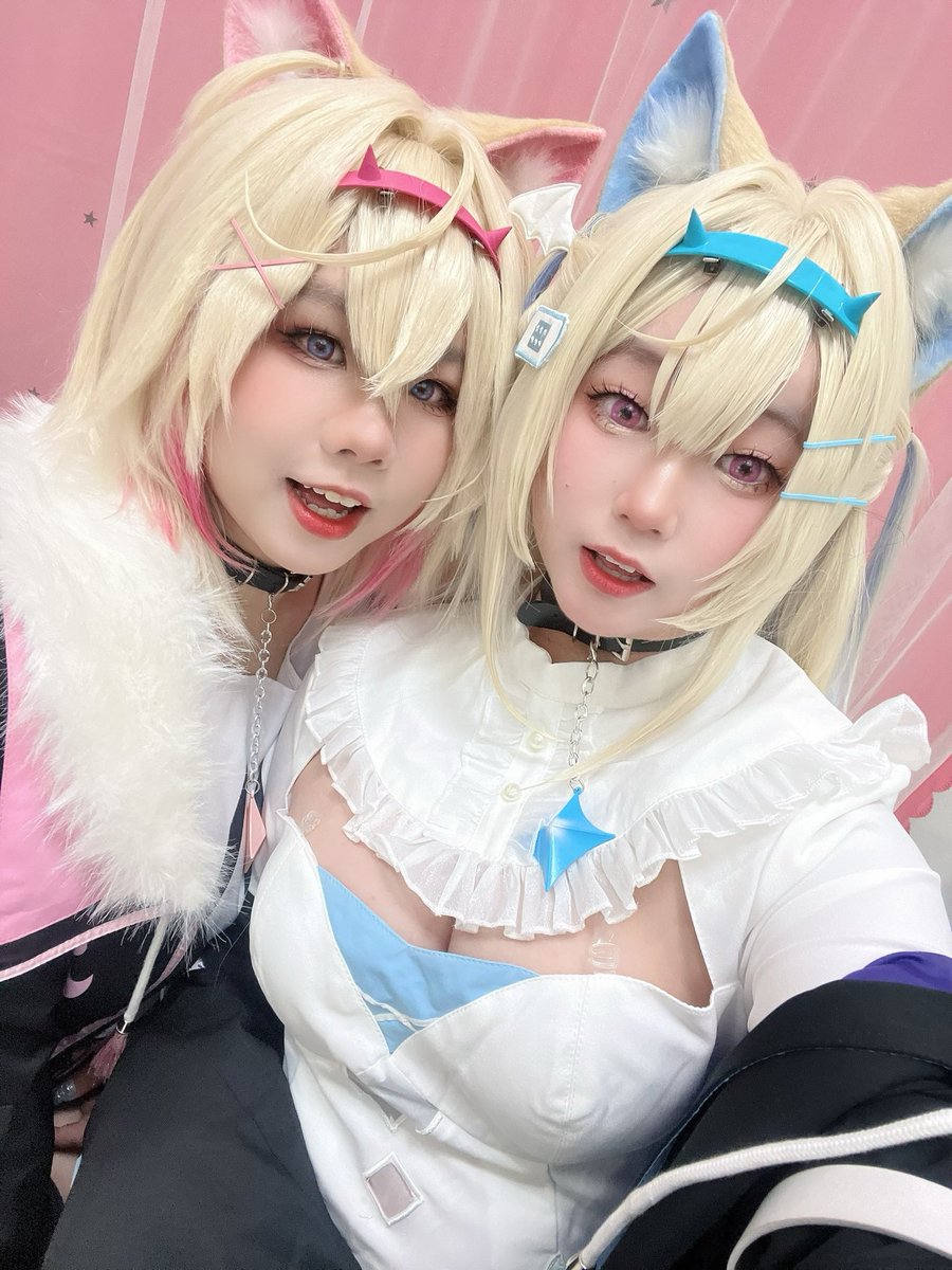 SanaeNeko0215's tweet photo. Happy Birthday to FUWAMOCO sisters！
BAUBAU！！🐾✨

Mococo：@mitzuryy_cos 
-
#FWMCbday24 #FUWAMOCO #FWMCpix #HololiveAdvent @fuwamoco_en https://t.co/GgamHPkwBc
