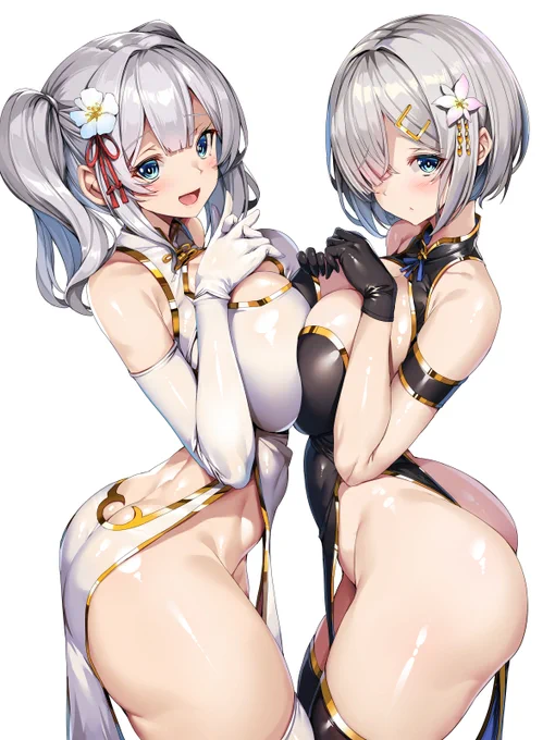 とりあえず衣装デザインするの楽しいね…!って訳で今回は創作チャイナドレス着た鹿島と浜風です。誰だよこの二人の事姉妹って言った奴。うん、カラーパレットと体系はほぼ流用出来たが。…やっぱり姉妹では? 