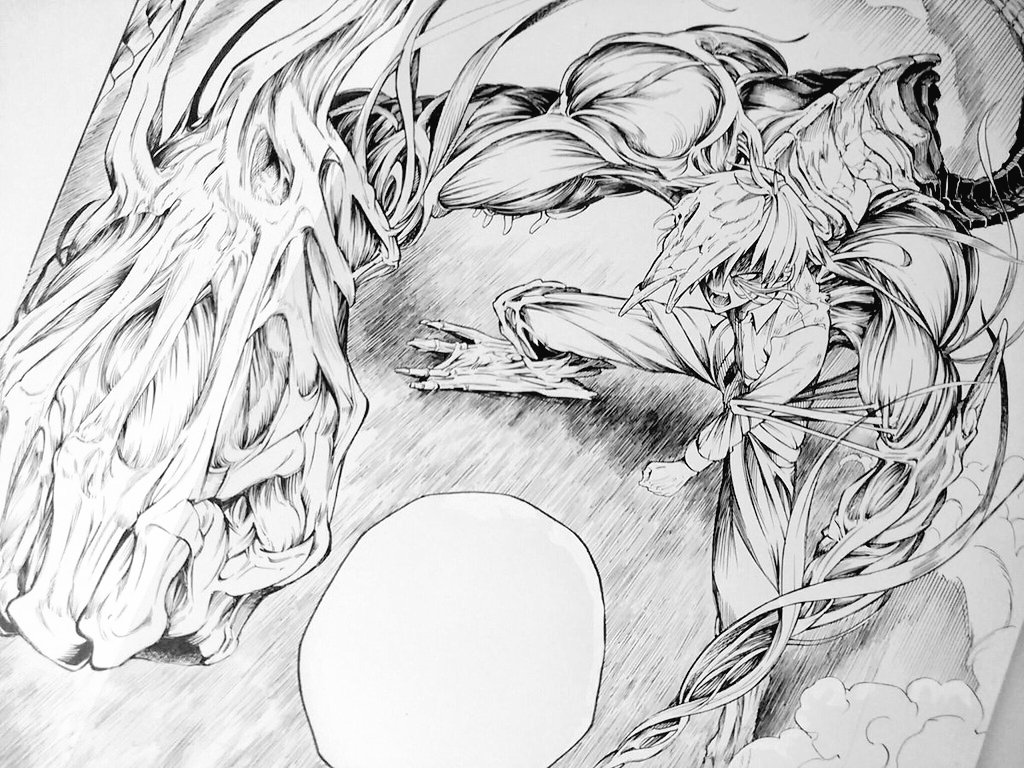 前作の
アイドルが戦う漫画のペン入れ 