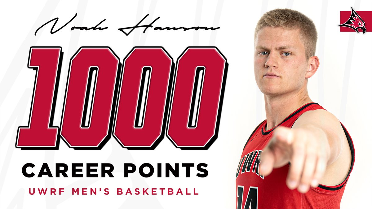 UWRFFalcons's tweet photo. Congratulations to Noah Hanson on reaching 1⃣0⃣0⃣0⃣ career points ‼️

Hanson scored nine points tonight during @UWRFMensbball's road win at UW-La Crosse to reach the century mark.

#FFT https://t.co/onf6QICfyd
