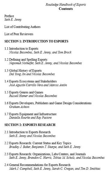 “Routledge Handbook of Esports” ⏳2yr Global Project 📚62 Chapters (see images) ✍️93 different Authors from 27 Countries (see map) 🌎 🔎 152 Peer Reviewers from 30 diff. Countries (see map) 🌍 Sent to 289 Reviewers (57% response rate) 📕Should be in print by August 2024 1/