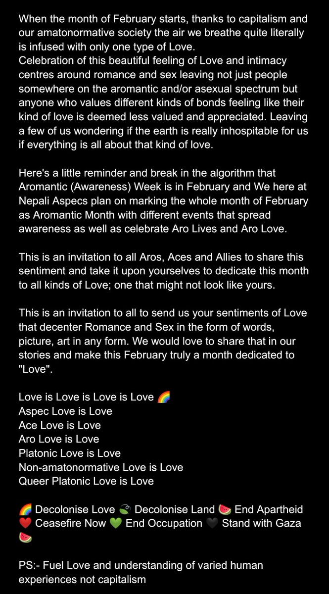 AspecN's tweet photo. Love is Love is Love is Love🌈
Aspec Love is Love
Ace Love is Love
Aro Love is Love
Platonic Love is Love
Non-amatonormative Love is Love
Queer Platonic Love is Love

#QueerLove #AceLove #AroLove #LoveIsInTheAir #PlatonicLove #QPR #RelationshipAnarchy #SoloPolyamory #MayaTaMayaHo https://t.co/99wU9q5qqH