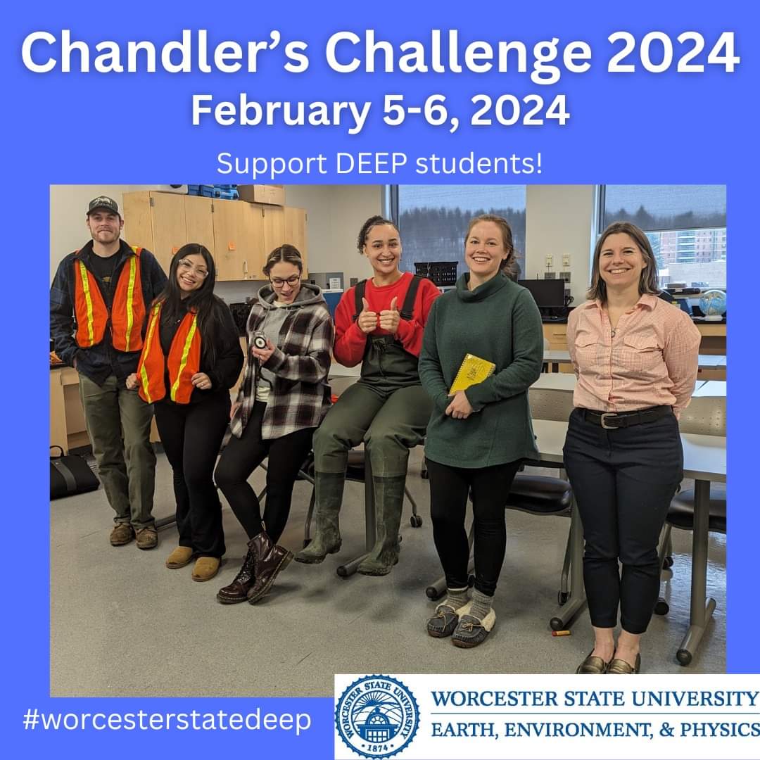 Help DEEP win Chandler’s Challenge 2024!  

Worcester State's annual bracket-style competition is back!  You can donate starting on Friday at 4PM!  The event runs through Tues 2/6.

alumni.worcester.edu/s/140/dg21/hom…

#WorcesterStateDEEP #WooState #WorcesterState #ChandlersChallenge
