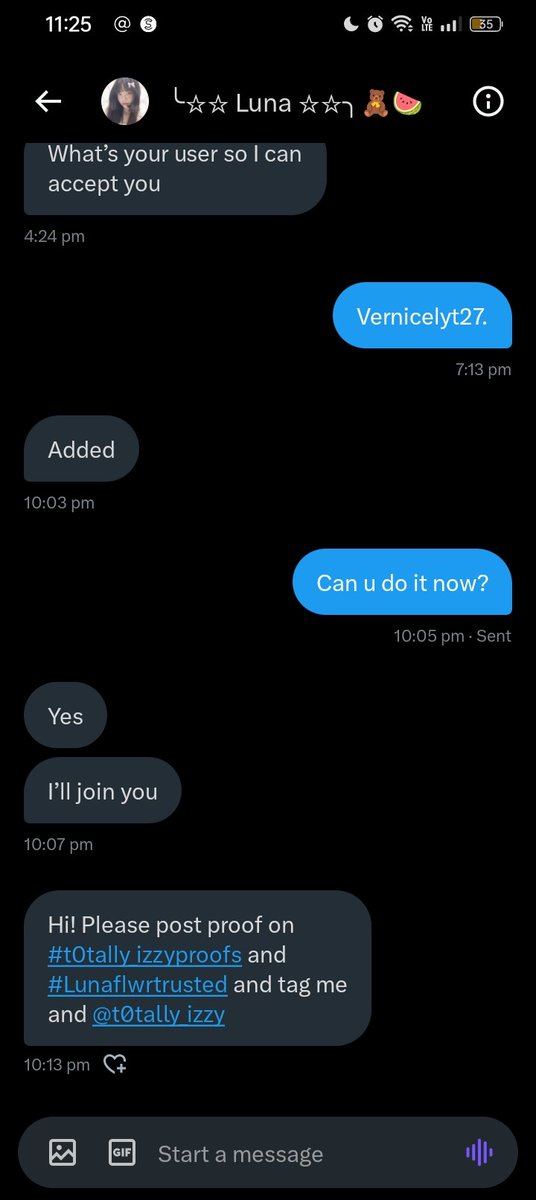 #t0tally_izzyproofs and #Lunaflwrtrusted @t0tally_izzy <a href="/LunaFlwrs/">╰☆ L͏u͏n͏a͏</a> trusted!!!