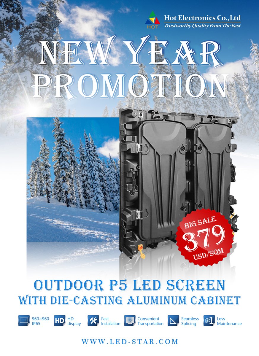 szledstar's tweet photo. 🎉NEW YEAR PROMOTION ALERT! BIG SALE! 🎊🔥

     🌈Outdoor P5 LED SCREEN🌈

#HotElectronics #OutdoorAdvertising #VisualImpact #DOOH #outdoorleddisplay #outdoor #outdoorleddisplay #leddisplayboard #exhibition #advertising #advertisement #DOOH #digitalsignage #ledwall #ledscreen https://t.co/Ea5Rig0DMx