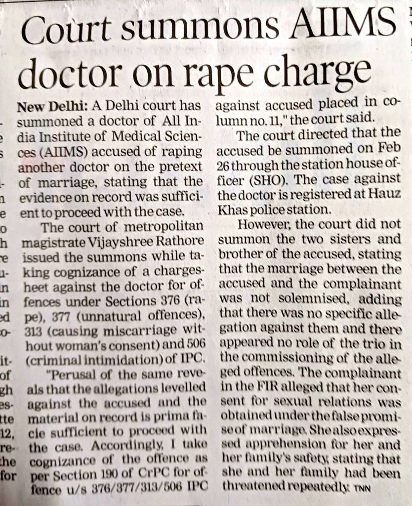 DeepikaBhardwaj's tweet image. Shaadi ka Jhansa by an AIIMS doctor
Name of sisters also added to case

This is trailer. Full movie will begin with section 69 when entire families would be roped in just like #498A 

#TechnicalRape #RollBack69