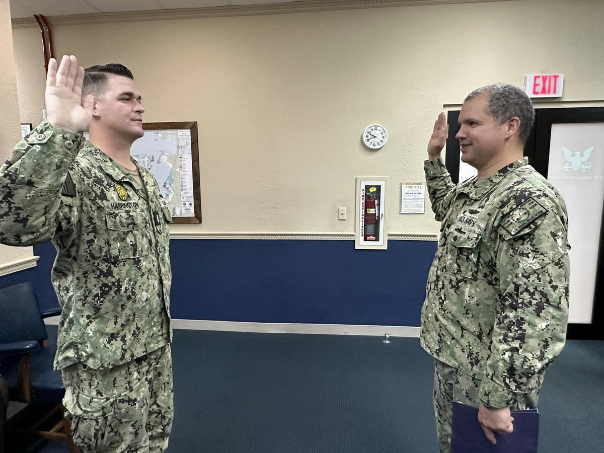 Lt. Matthew Harrington was promoted to his current rank at the NBG HQ, Feb. 1. NBG CO Capt. John Frye administered the Oath of Office. Harrington has served as the NBG Security Officer since May 2023. Congratulations SECO! Hooyah #TeamNBG!