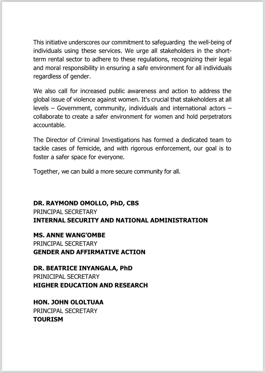 MwangoCapital's tweet photo. 7. Owners and operators of short-term rentals, (AirBnBs), in Kenya, must now register with the Tourism Regulatory Authority (TRA) and install CCTV systems.

Failure to comply will result in penalties. https://t.co/vDWpkyI4uP