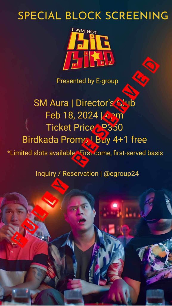 Egroup24's tweet photo. Birdies, we are booked!

See you at SM Aura on Feb. 18, 4pm. #IAmNotBigBird is R-16, please don’t forget to bring your ID especially if you look as young as #EnriqueGil.

“It’s going to be the best day of our lives!” https://t.co/eB6TP5ks1S