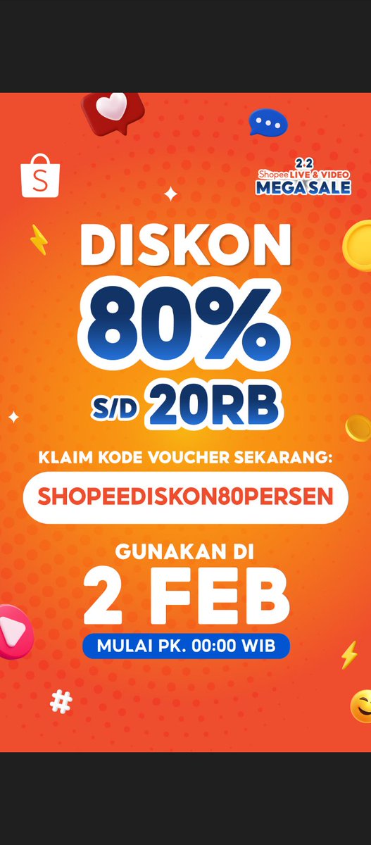 freetageasy3win's tweet photo. @yodisss Jangan lupa besok udah promo puncak udah 2.2 diskon gila 80% s/d 20rb lagi. Let's go guys jangan sampe ketinggalan. Klaimnya link dibawah ya.  #ShopeeDiskon80Persen
https://t.co/ookYxE1PB2 https://t.co/jnGszLOSOg
