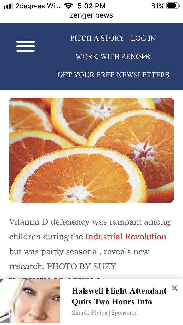 Ah yes. Gotta eat those vitamin D rich oranges! 😂