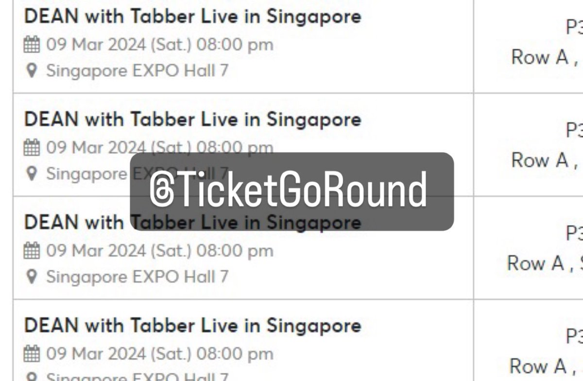 TicketGoRound's tweet photo. We got so many front row seats within 3 minutes for Dean with Tabber in Singapore!! 🤩
Thank you to all our buyers for trusting us 🙏
#DeanTabber #DeanwithTabber #DeanTabberinSG #DEANinSG #DeanTabberSingapore https://t.co/0xMBSu3f2x