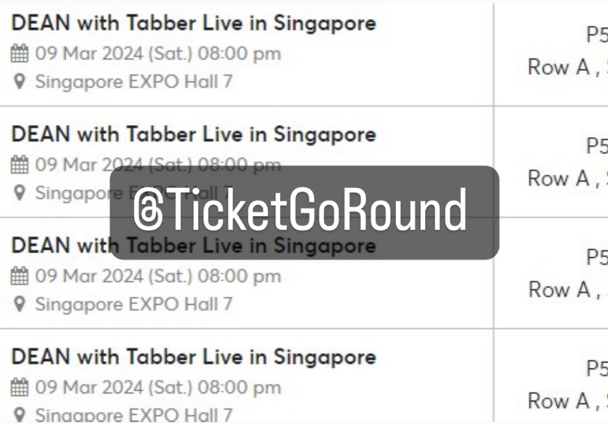 TicketGoRound's tweet photo. We got so many front row seats within 3 minutes for Dean with Tabber in Singapore!! 🤩
Thank you to all our buyers for trusting us 🙏
#DeanTabber #DeanwithTabber #DeanTabberinSG #DEANinSG #DeanTabberSingapore https://t.co/0xMBSu3f2x