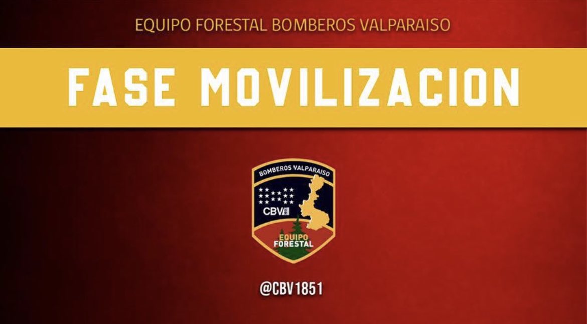 Por instrucción del comandante, el Equipo Forestal Bomberos Valparaíso pasa a FASE DE MOVILIZACIÓN, de acuerdo con la activación por parte del Sistema Nacional de Operaciones <a href="/SNOBomberos/">Sistema Nacional de Operaciones</a>, en apoyo a la comuna de #Navidad