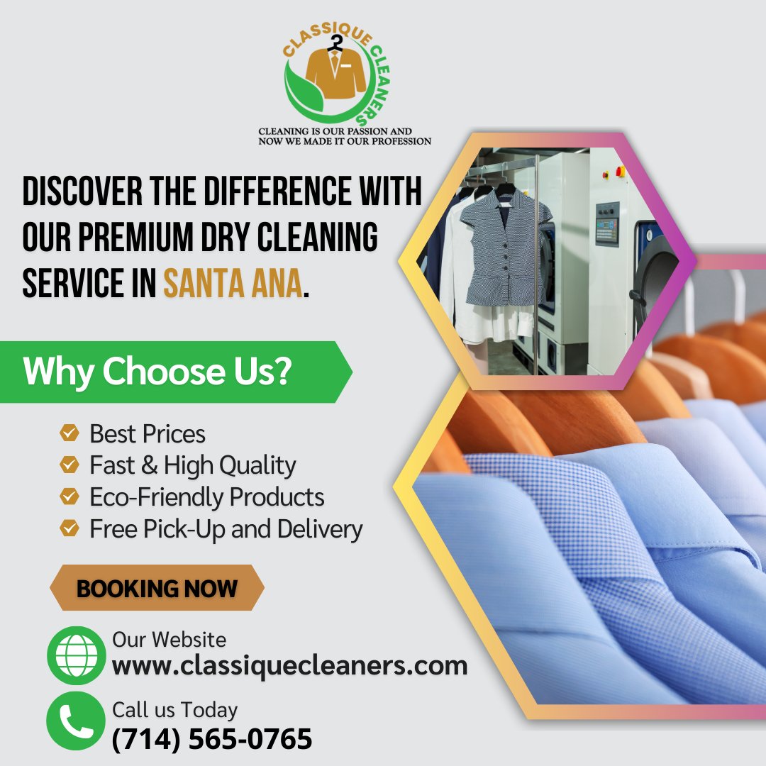 classiqueclean's tweet image. Discover the difference with our premium dry cleaning service in Santa Ana.

Click classiquecleaners.com to explore our premium dry cleaning services. 🧼

#DiscoverTheDifference #PremiumDryCleaning #ElevateYourWardrobe #PrecisionInCleaning